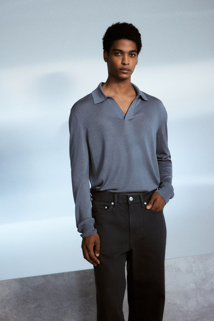 H&M Regular Fit Fine-Knit Polo Shirt
