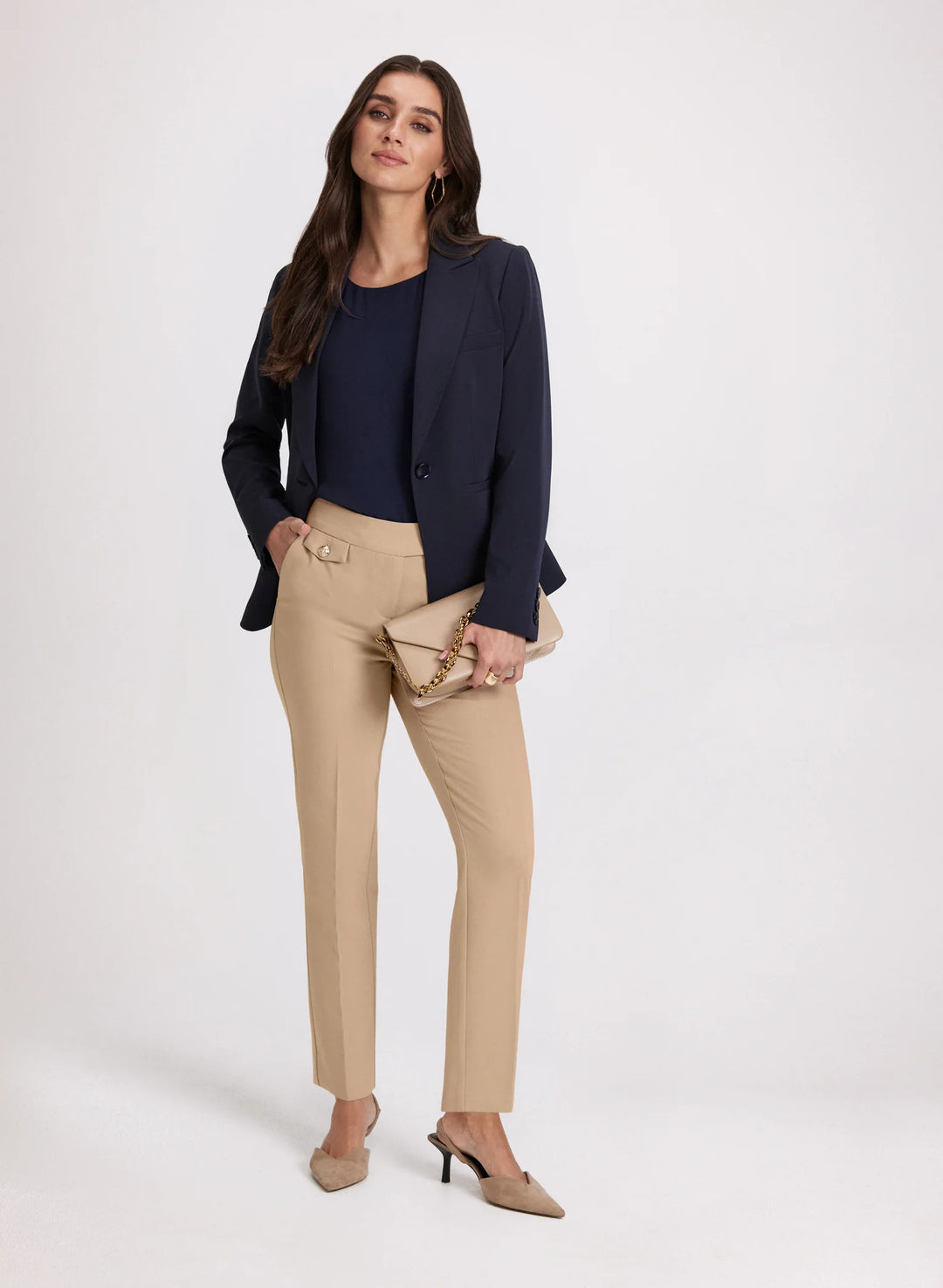 LAURA Emma Embossed Button Slim-Leg Pants