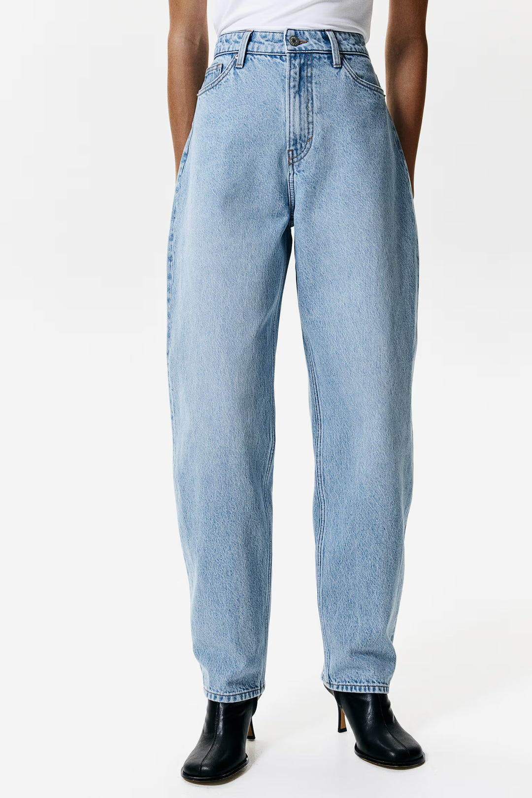 H&M High Rise Barrel Leg Jeans