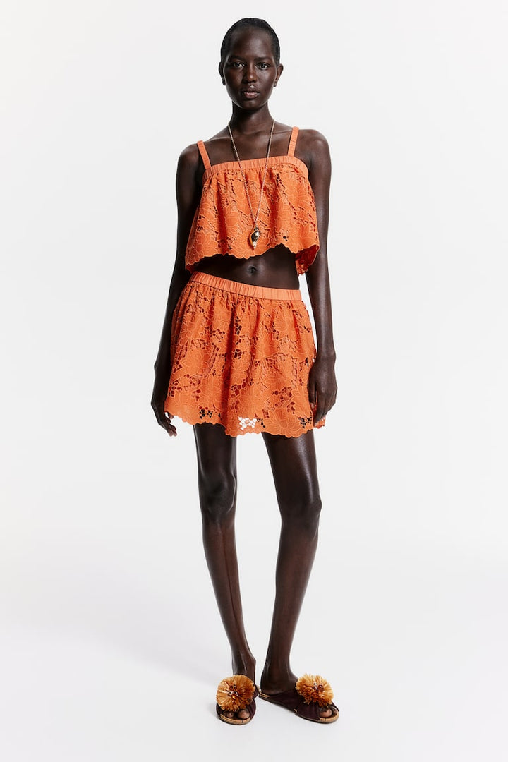 H&M Skirt with Eyelet Embroidery