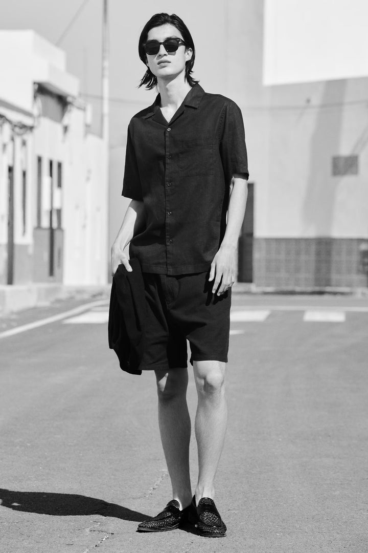 H&M Regular-Fit Short-Sleeved Linen-Blend Shirt