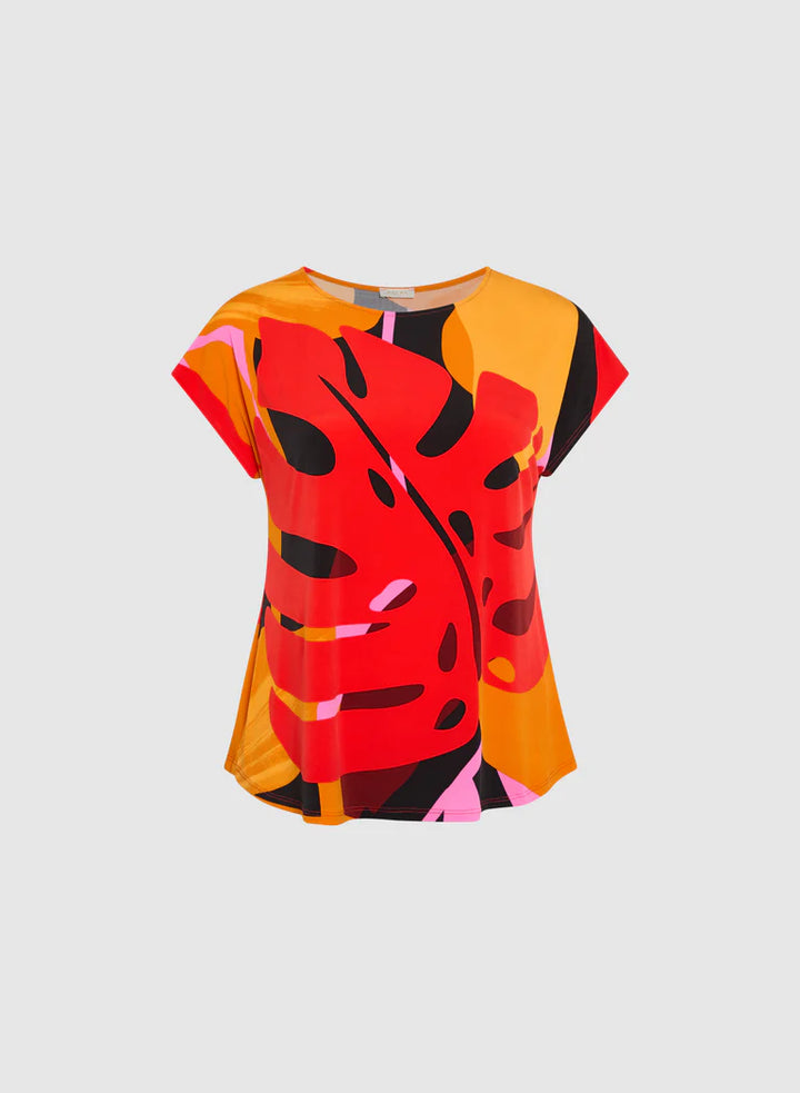 LAURA Leaf Print Top