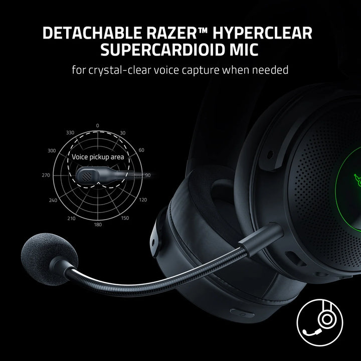 Razer Kraken V3 Pro Wireless Gaming Headset for PC, 2.4GHz, Haptics, Chroma RGB, 368g, Black