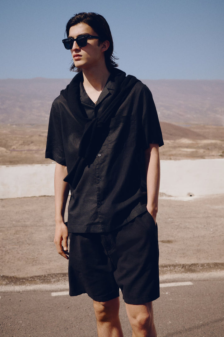 H&M Regular-Fit Short-Sleeved Linen-Blend Shirt