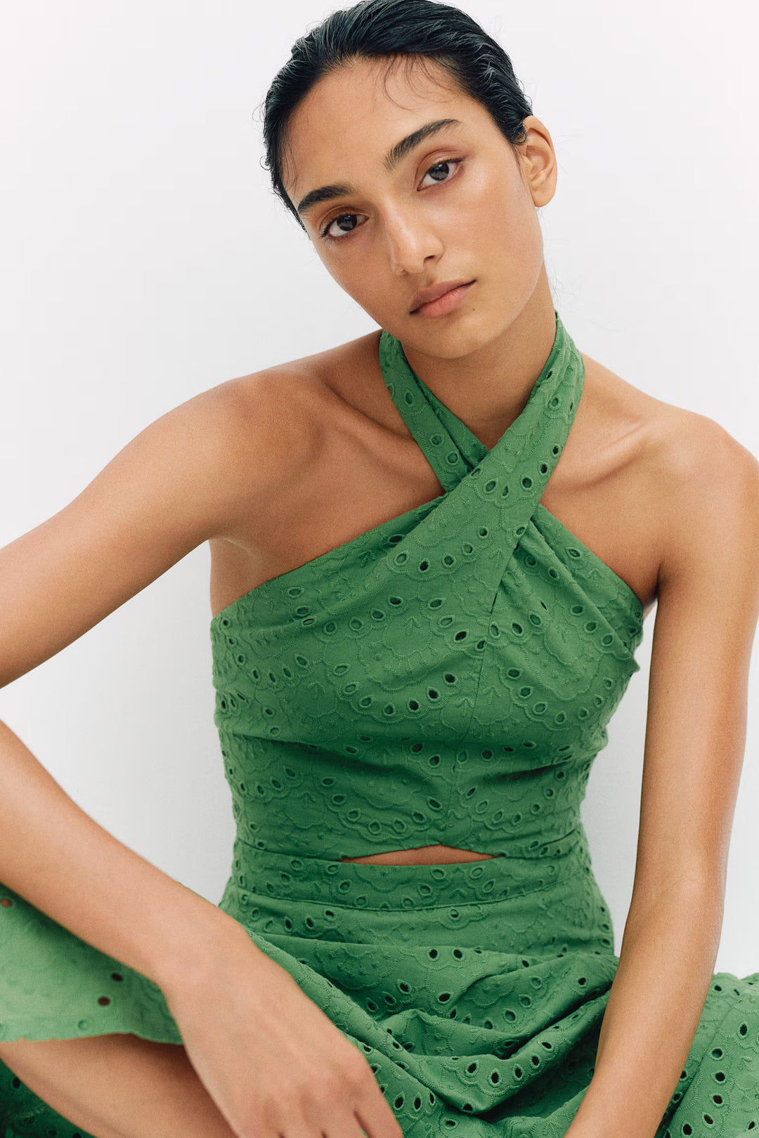 H&M Eyelet-Embroidered Halterneck Top