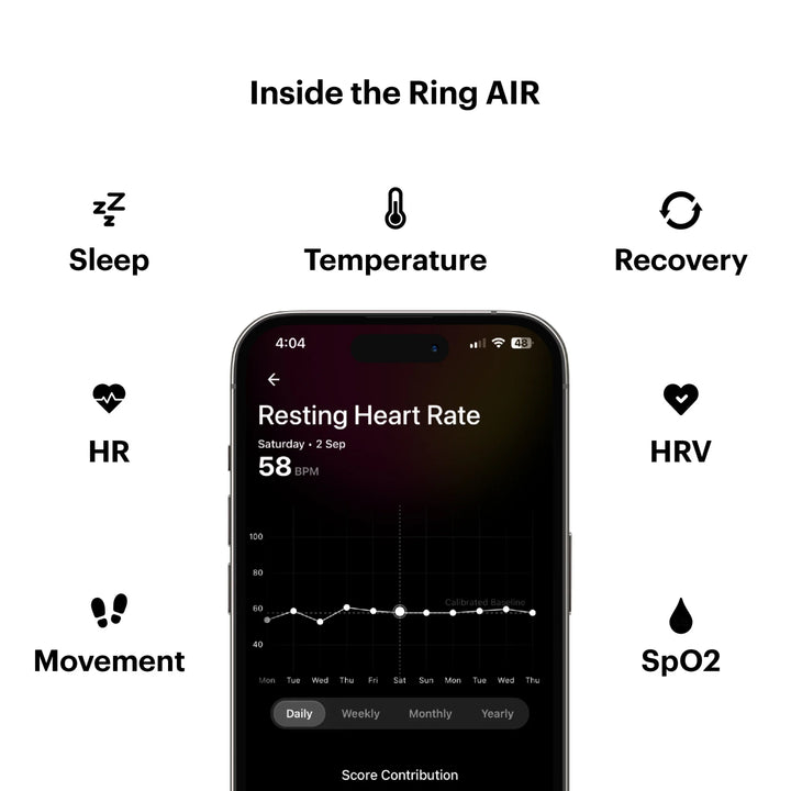 Ultrahuman Ring AIR Size 9 - World’s Lightest Sleep-Tracking Wearable - Aster Black