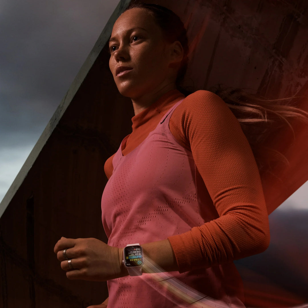 Apple Watch Series 9 [GPS 41mm] Smartwatch with Pink Aluminum Case and Light Pink Sport Band - S/M. Fitness Tracker, ECG Apps, Always-On Retina Display, Water Resistant