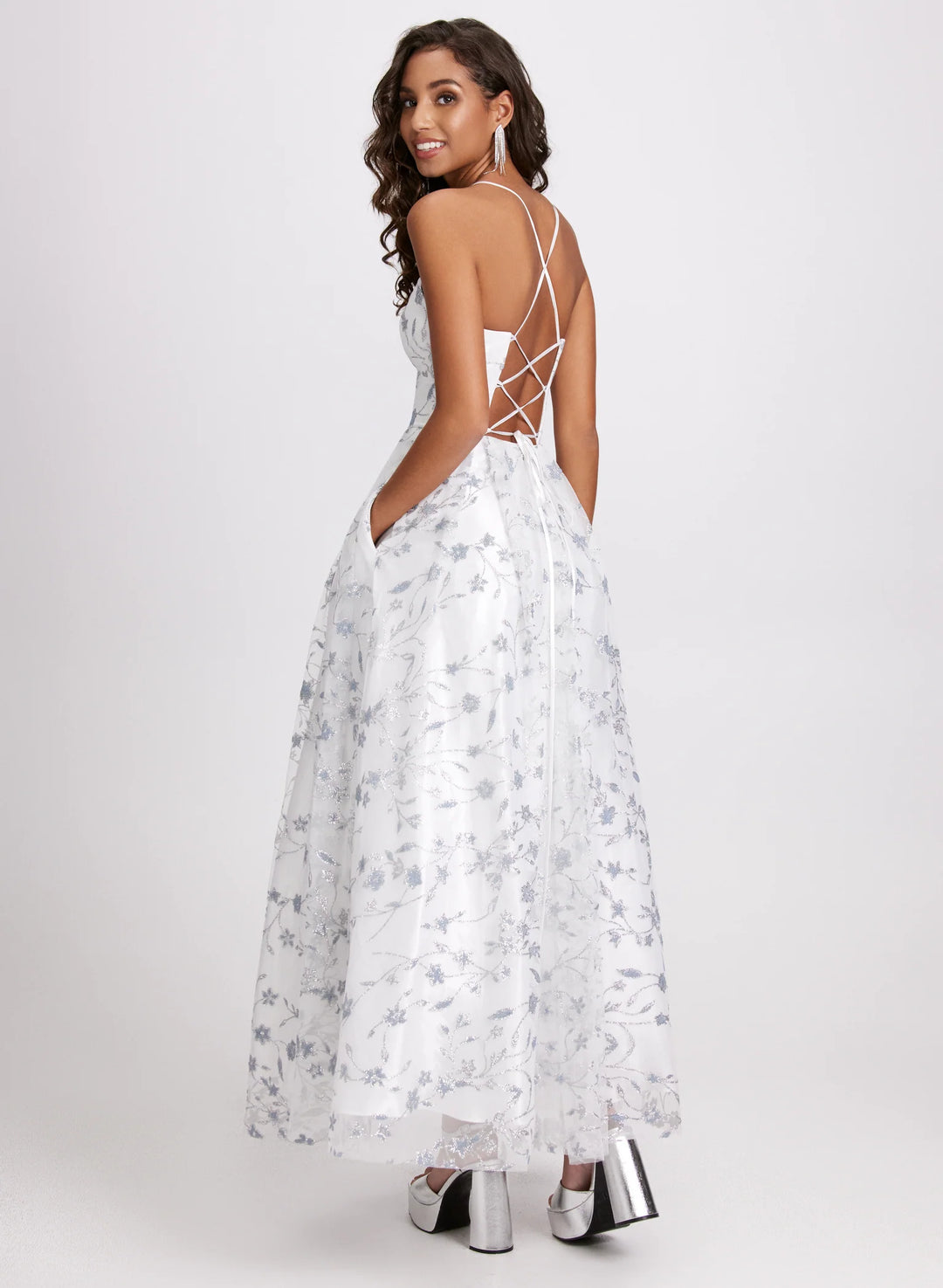 LAURA Glittery Floral Tulle Dress