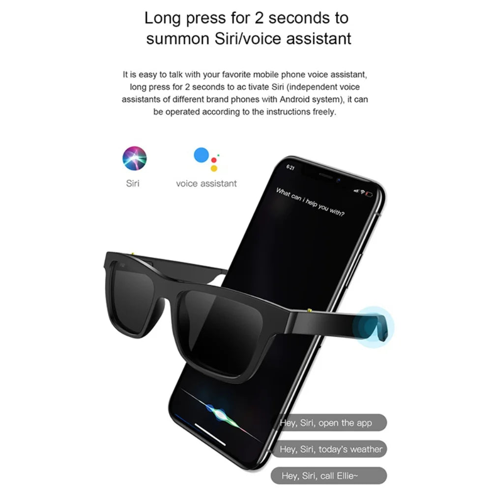Abcelit Bluetooth Smart Glasses Hands-Free Call 1080P Camera Video GPS Navigation Remind Sunglasses Sunglasses