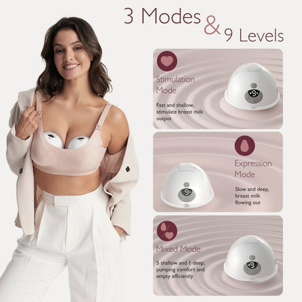 Momcozy M5 Hands Free Breast Pump, Wearable Breast Pump with 3 Modes & 9 Levels