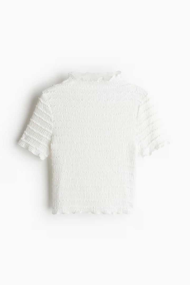 H&M SMOCKED TOP WITH OVERLOCKED TRIM