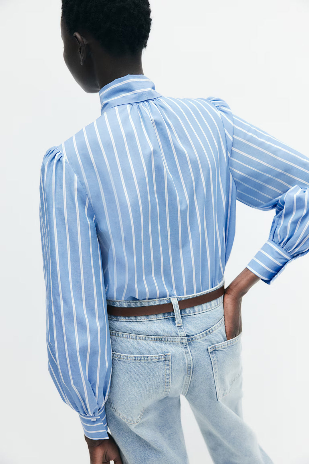 H&M Poplin Blouse with Bow Collar