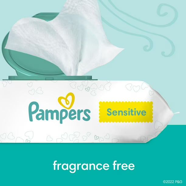 Pampers Baby Wipes Sensitive Perfume Free 6X Pop-Top Packs, 504CT