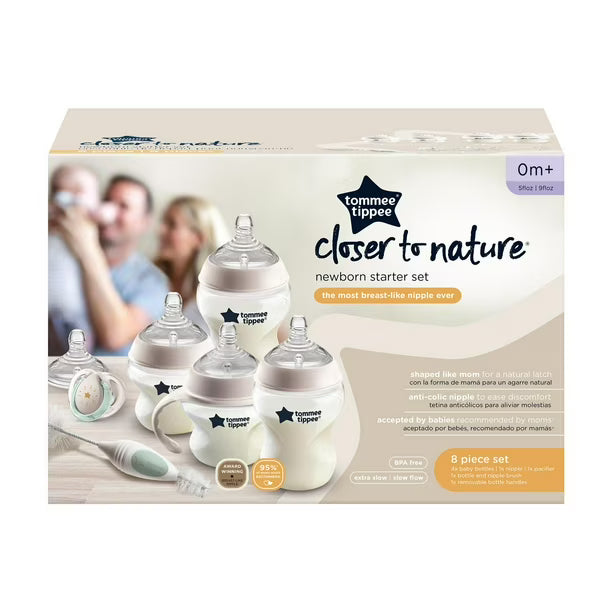 Tommee Tippee Closer to Nature Newborn Baby Bottle Set (Unisex), Award-winning nipple