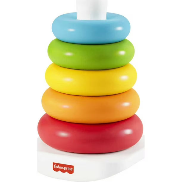 Fisher-Price Rock-a-Stack Ring Stacking Toy for Infants, Made with Plant-Based Materials, Ages 6M+