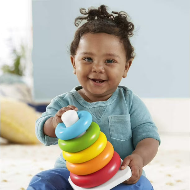 Fisher-Price Rock-a-Stack Ring Stacking Toy for Infants, Made with Plant-Based Materials, Ages 6M+