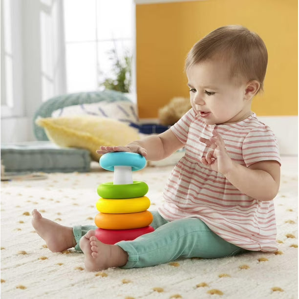 Fisher-Price Rock-a-Stack Ring Stacking Toy for Infants, Made with Plant-Based Materials, Ages 6M+