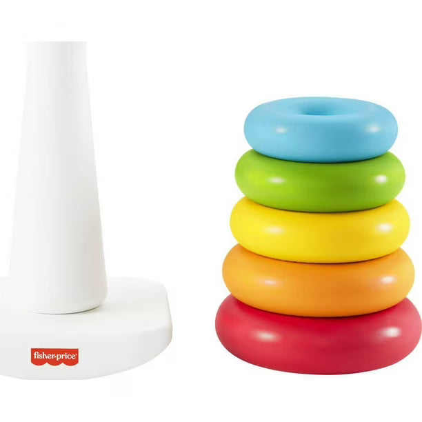 Fisher-Price Rock-a-Stack Ring Stacking Toy for Infants, Made with Plant-Based Materials, Ages 6M+