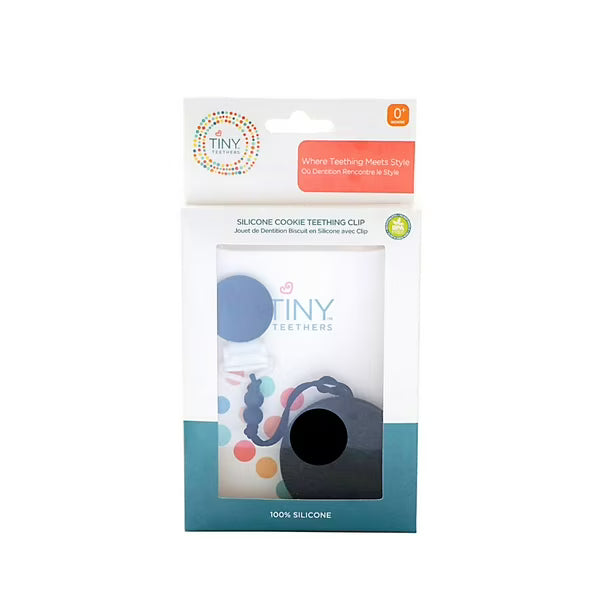 Tiny Teethers Silicone Cookie Teether and Clip, Black and White Cookie Teether