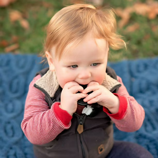 Tiny Teethers Silicone Cookie Teether and Clip, Black and White Cookie Teether