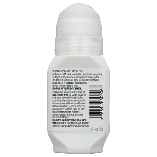 Crystal® Body Deodorant All Natural Roll-on | Fragrance and paraben free| Vegan and Cruelty Free, 1.69 FL oz (60 ml)
