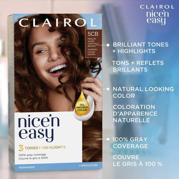 Nice'n Easy Clairol Nice'n Easy Permanent Hair Dye, 100% Gray Coverage