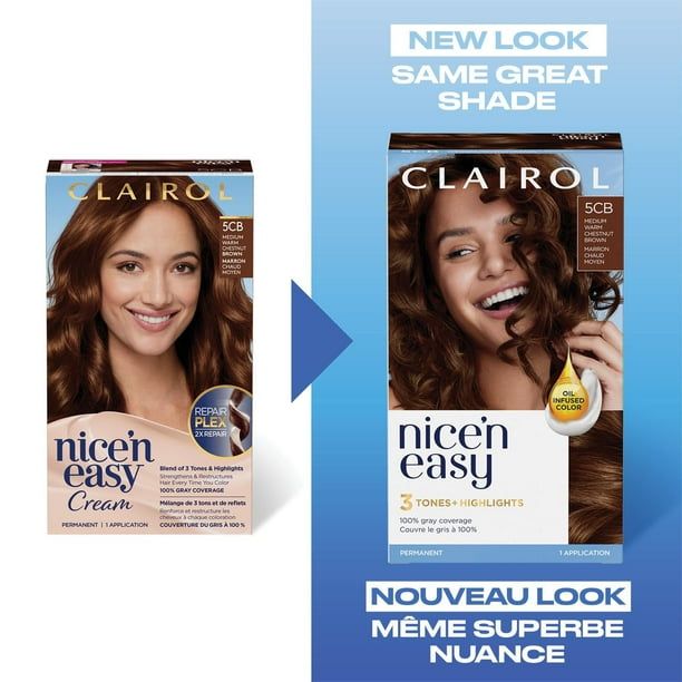 Nice'n Easy Clairol Nice'n Easy Permanent Hair Dye, 100% Gray Coverage