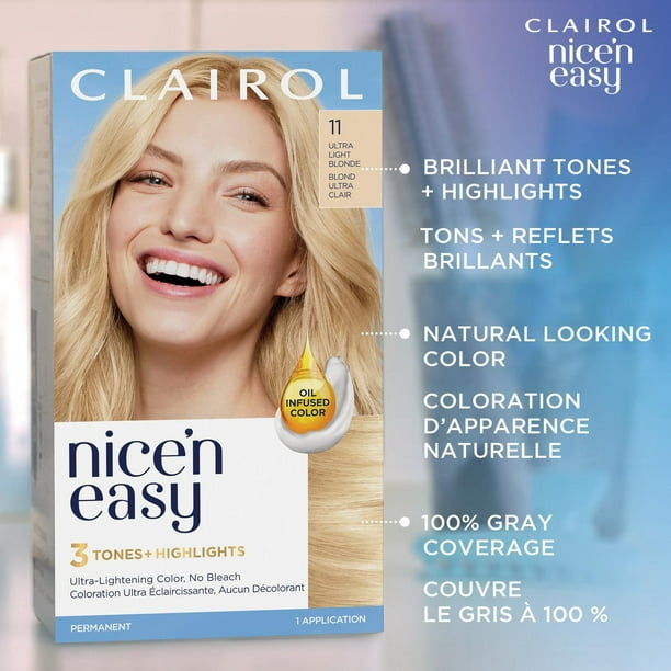 Nice'n Easy Clairol Nice'n Easy Permanent Hair Dye, 100% Gray Coverage