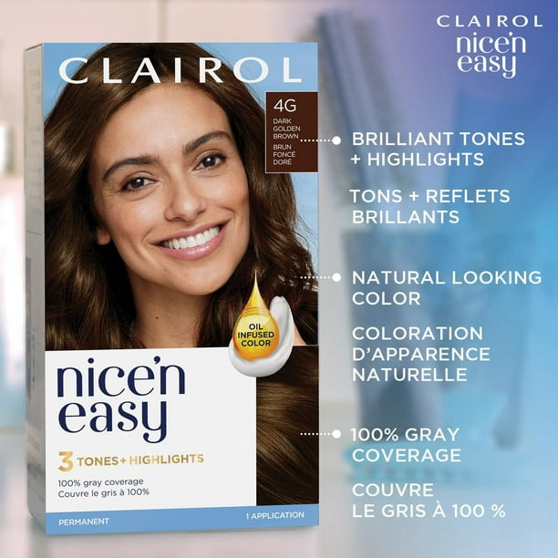 Nice'n Easy Clairol Nice'n Easy Permanent Hair Dye, 100% Gray Coverage