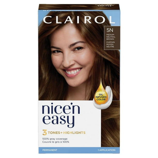 Nice'n Easy Clairol Nice'n Easy Permanent Hair Dye, 100% Gray Coverage