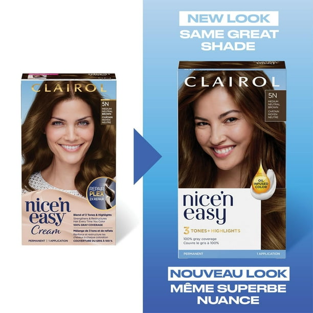 Nice'n Easy Clairol Nice'n Easy Permanent Hair Dye, 100% Gray Coverage