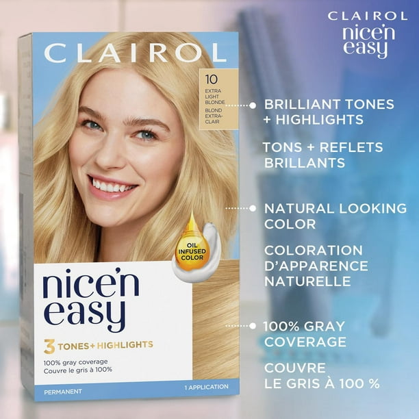 Nice'n Easy Clairol Nice'n Easy Permanent Hair Dye, 100% Gray Coverage