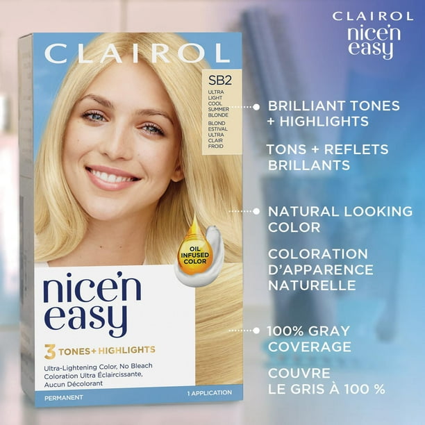 Nice'n Easy Clairol Nice'n Easy Permanent Hair Dye, 100% Gray Coverage