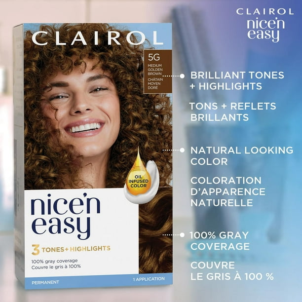 Nice'n Easy Clairol Nice'n Easy Permanent Hair Dye, 100% Gray Coverage