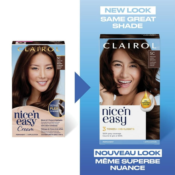Nice'n Easy Clairol Nice'n Easy Permanent Hair Dye, 100% Gray Coverage
