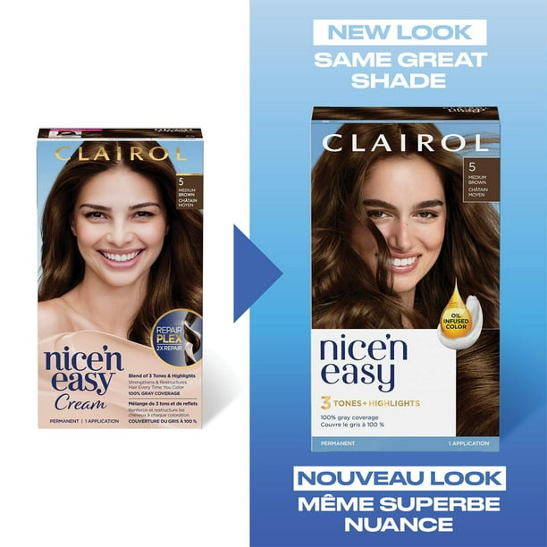 Nice'n Easy Clairol Nice'n Easy Permanent Hair Dye, 100% Gray Coverage