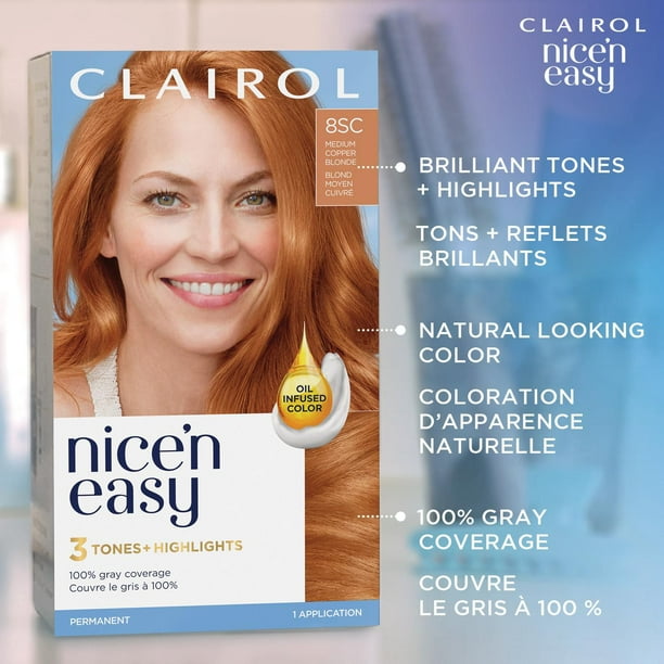 Nice'n Easy Clairol Nice'n Easy Permanent Hair Dye, 100% Gray Coverage