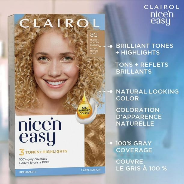 Nice'n Easy  Clairol Nice'n Easy Permanent Hair Dye, 100% Gray Coverage