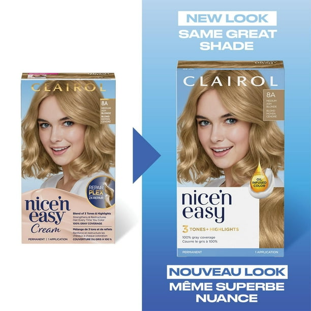 Nice'n Easy Clairol Nice'n Easy Permanent Hair Dye, 100% Gray Coverage