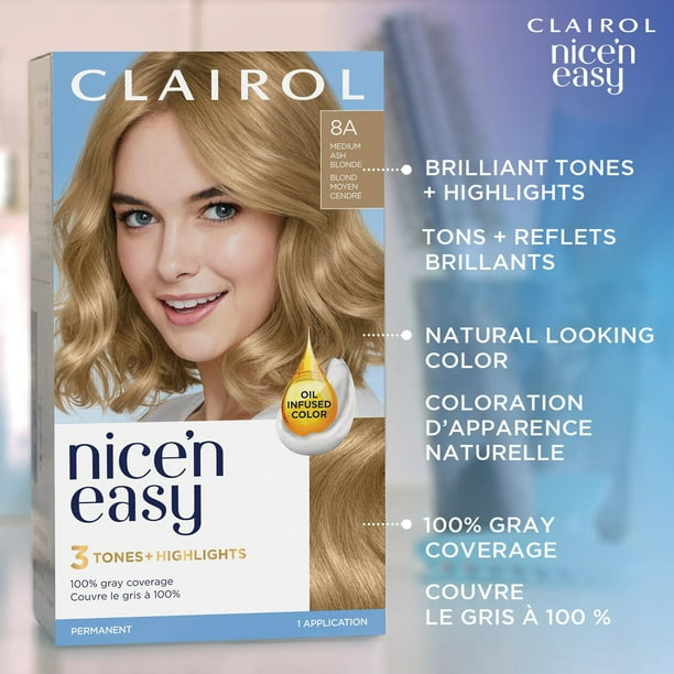 Nice'n Easy Clairol Nice'n Easy Permanent Hair Dye, 100% Gray Coverage