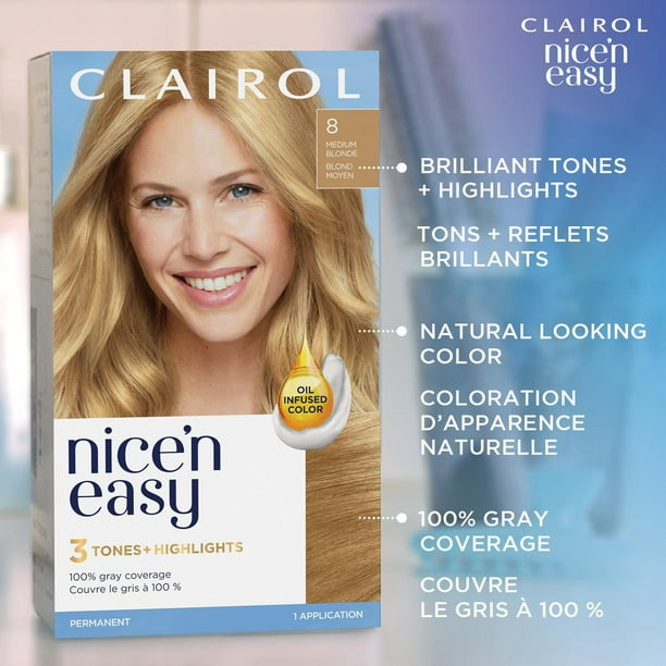Nice'n Easy  Clairol Nice'n Easy Permanent Hair Dye, 100% Gray Coverage