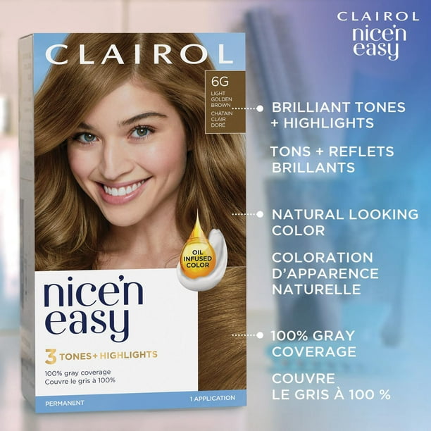 Nice'n Easy Clairol Nice'n Easy Permanent Hair Dye, 100% Gray Coverage