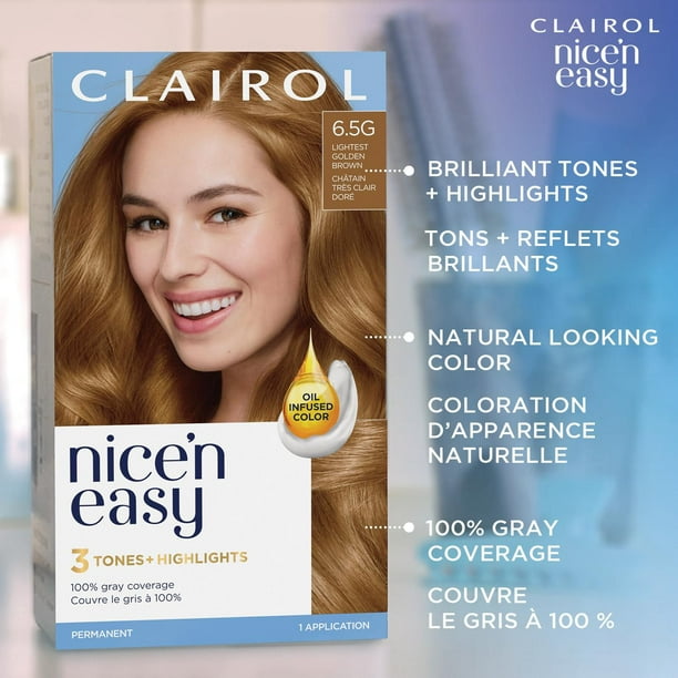 Nice'n Easy Clairol Nice'n Easy Permanent Hair Dye, 100% Gray Coverage