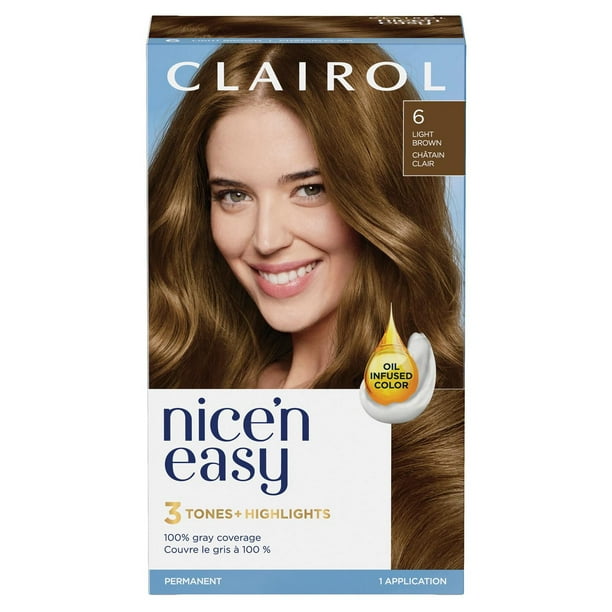 Nice'n Easy Clairol Nice'n Easy Permanent Hair Dye, 100% Gray Coverage