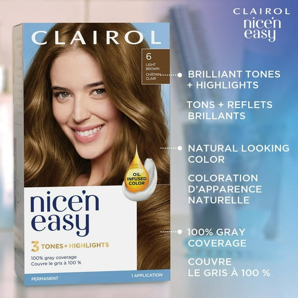 Nice'n Easy Clairol Nice'n Easy Permanent Hair Dye, 100% Gray Coverage