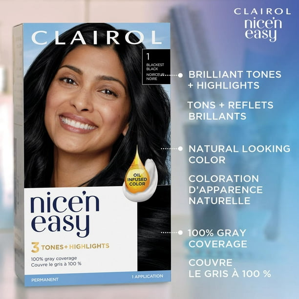 Nice'n Easy Clairol Nice'n Easy Permanent Hair Dye, 100% Gray Coverage