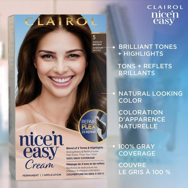 Nice'n Easy Clairol Nice'n Easy Permanent Hair Dye, 100% Gray Coverage