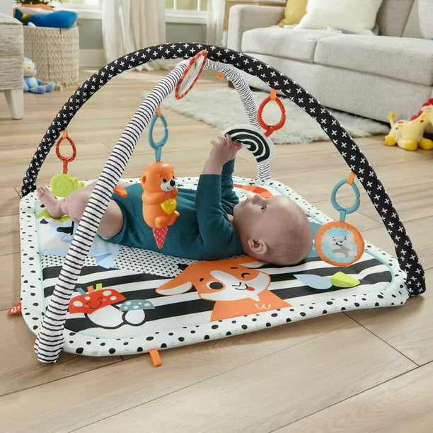 Fisher-Price 3-in-1 Music Glow and Grow Gym Infant Playmat with Lights & Removable Toys, Ages 0+