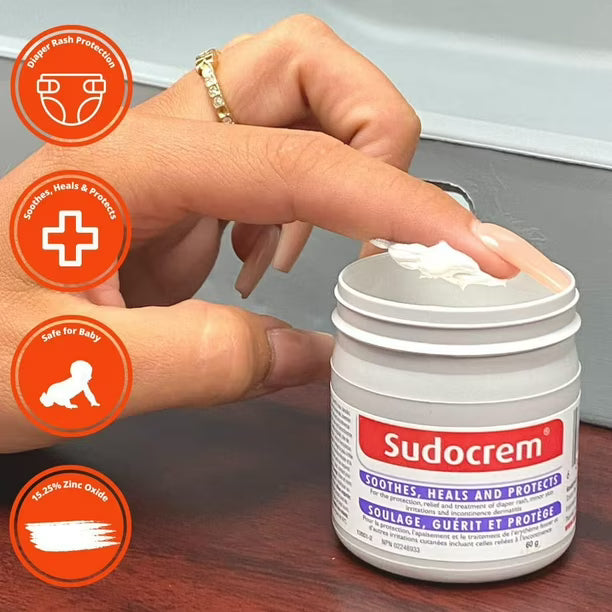 Sudocrem® Healing Cream - 60 g Tub - Diaper Rash | Minor Skin Irritations | Incontinence Dermatitis Cream, Recommended by pediatricians, dermatologists