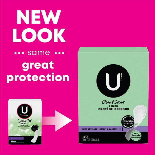 U by Kotex Security Lightdays Panty Liners, Light Absorbency, Extra Coverage, Unscented, UBK LINER 80